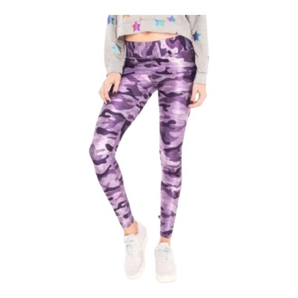 Terez Hi-Shine Hi-rise Purple Camo 7/8 Compression Leggings Workout Women's S - Picture 1 of 6